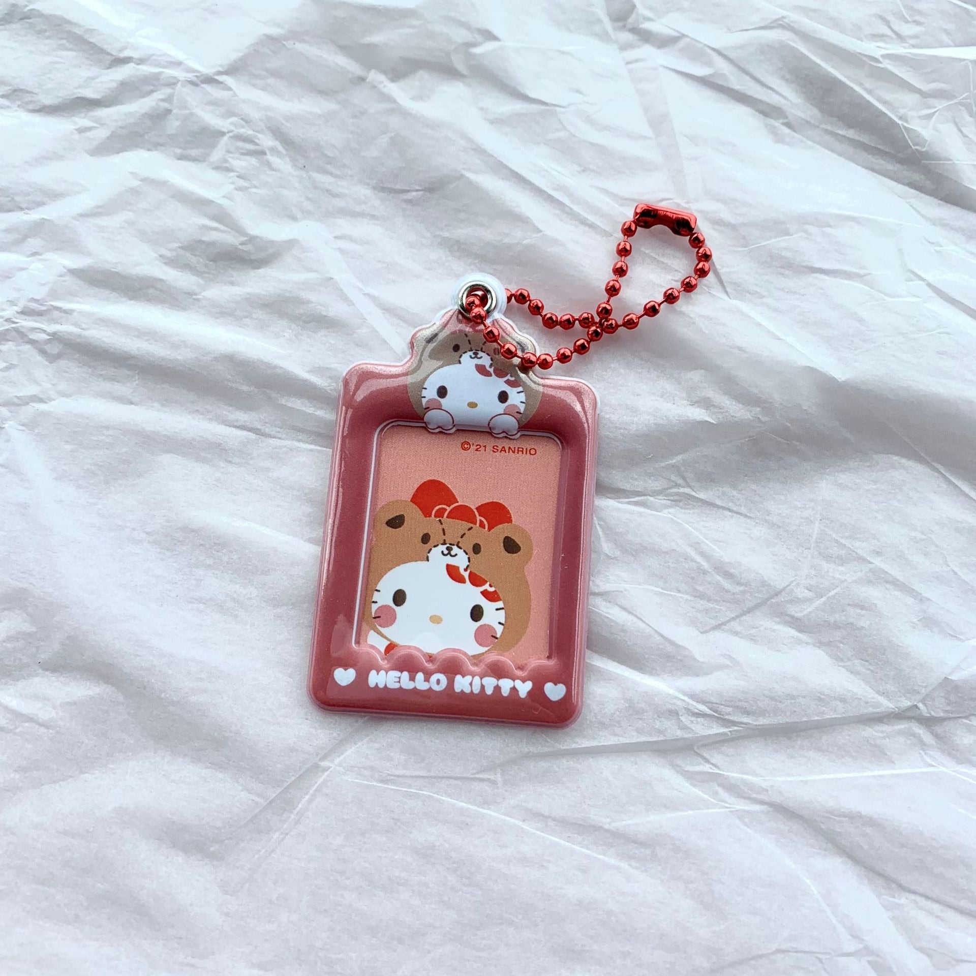 Kawaii Sanrios Sweet Korean ID Photo Protect Case Keychain Kuromi HelloKitty My Melody Phone Protector Bag Car Keyring Chain