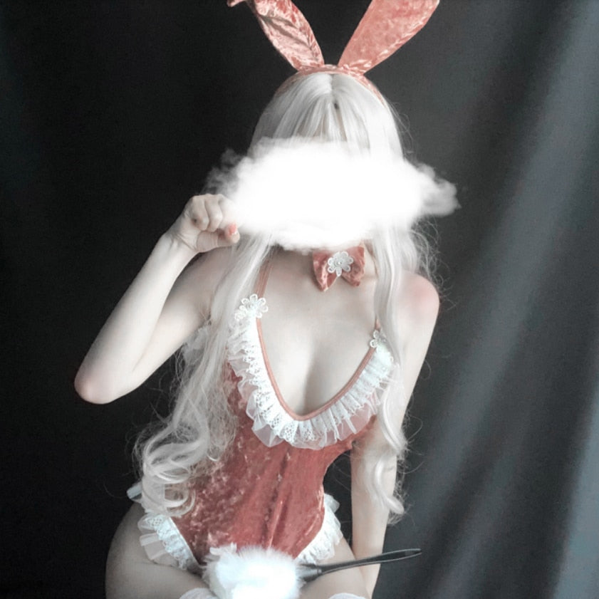 Women's Cute Anime Bunny Cosplay Costume Halloween Ladies Sexy Jumpsuit Erotic Cosplay Kawaii Lingerie Nightclub Erotic Costume