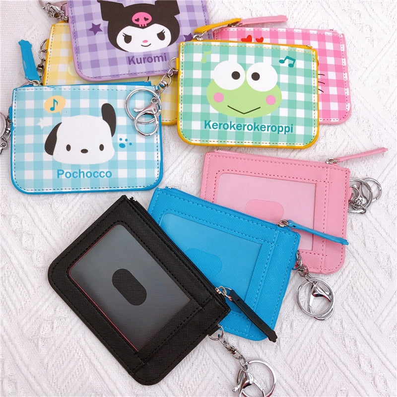 Sanrio Kawaii Hello Kitty Wallet Melody Kuromi Cinnamoroll Coin Purse Women Anime Children Pu Card Holder Girls Birthday Gifts