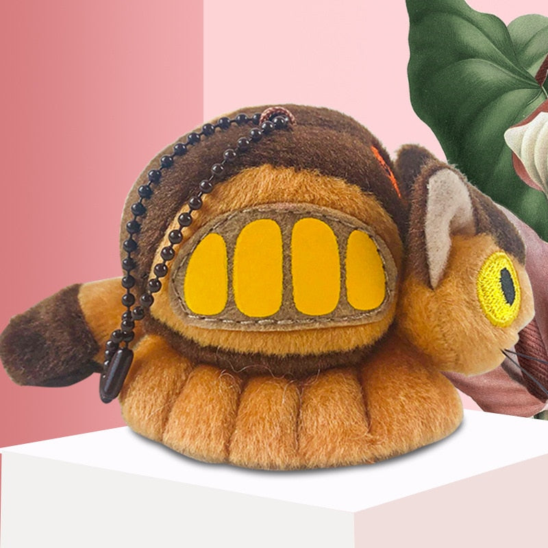 Japanese Animation My Neighbour Totoro Bus Cute Plush Doll Key Chain Kawaii Backpack Pendant Fluffy Soft Stuffed Christmas Gifts