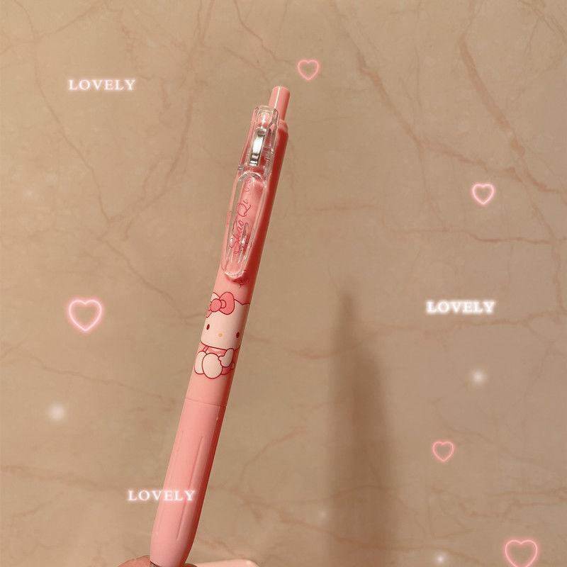 4pcs Hello Kitty Sanrio Anime Press Pen Children Press Stationery Pen Exam Pen Kawaii Pink Girls Special Pen School Supplies