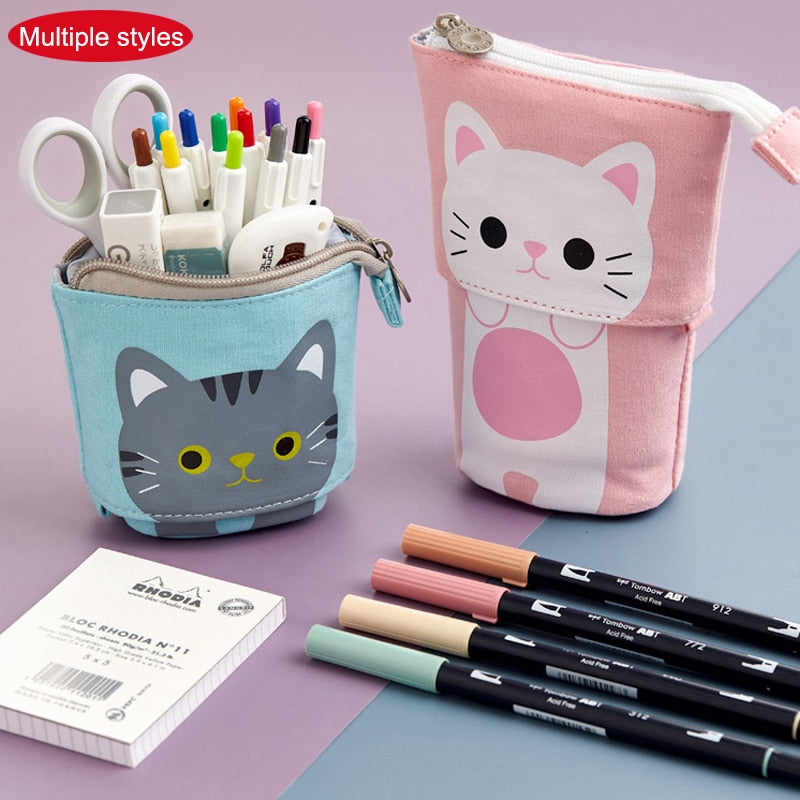 Kawaii Pencil Cases for Girls Boys Zipper Cute Cat Pencil Box School Supplies Stationery Gift Pop Up Pouchs Trousse Scolaire