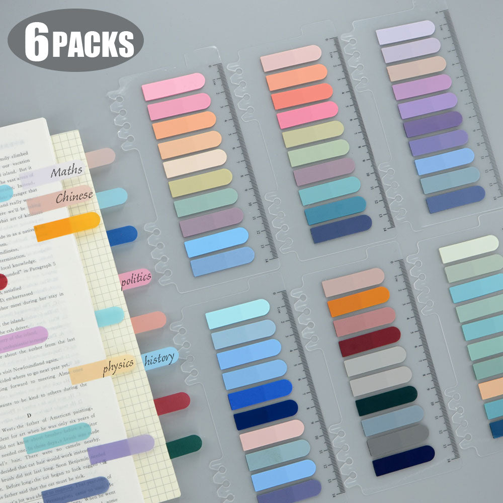 6Packs/Set Posted It Transparent Sticky Notes Self-Adhesive BookMarkers Annotation Reading Book Clear Tab Kawaii Cute Stationery