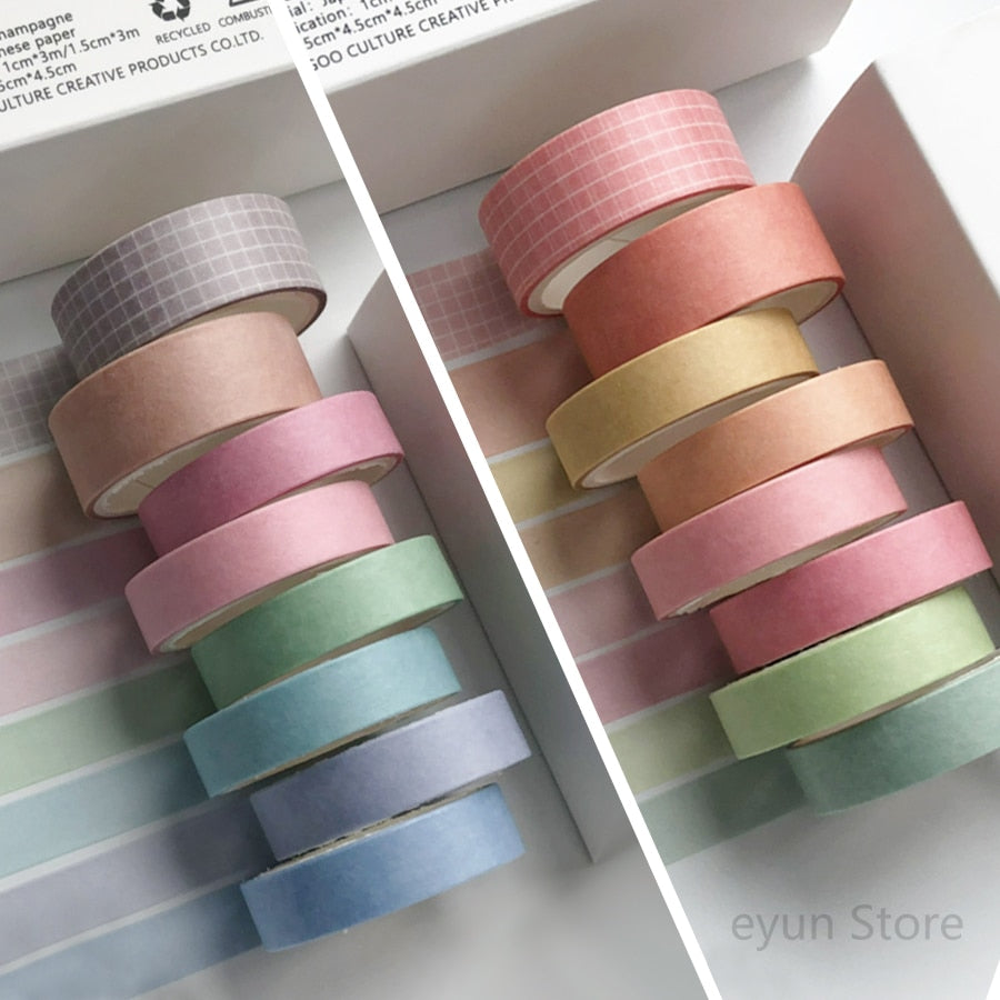 8pcs/set washi tapes Solid Color Basic Decoration black white Washi Tape Set DIY Scrapbook Stickers Masking Tape decoration