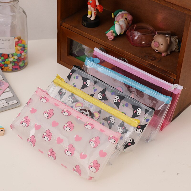 Cartoon Kuromi Pencil Case Kawaii Anime Sanrio Mymelody Cute Girlish Heart Desktop Student Stationery Storage Bag Toys Gifts