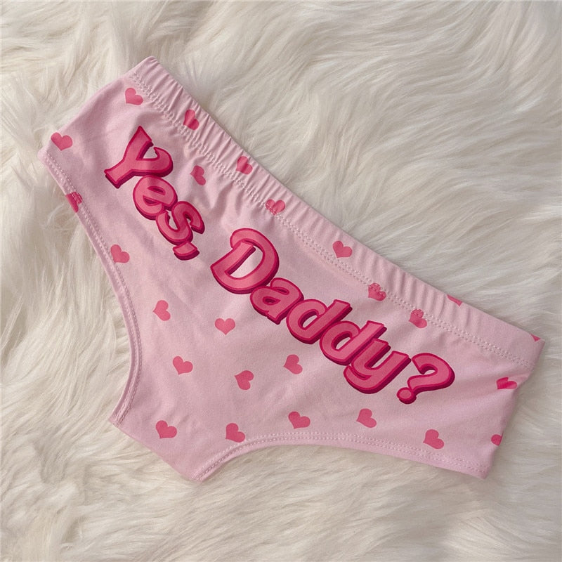 DeanFire Kawaii 3D Panties Women Underwear Yes Daddy Hearts Funny Print Lovely Push Up Briefs Lingerie Thong for Female