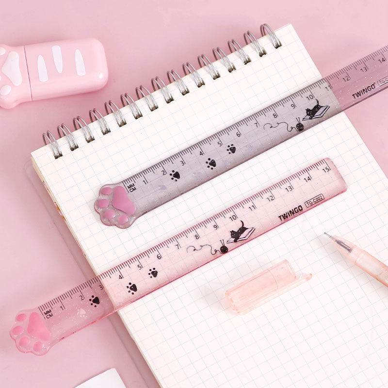 Cute Cat Paw Plastic Straight Rulers Kawaii School Office Supplies Planner Accessories Student Prize Kawaii Stationery