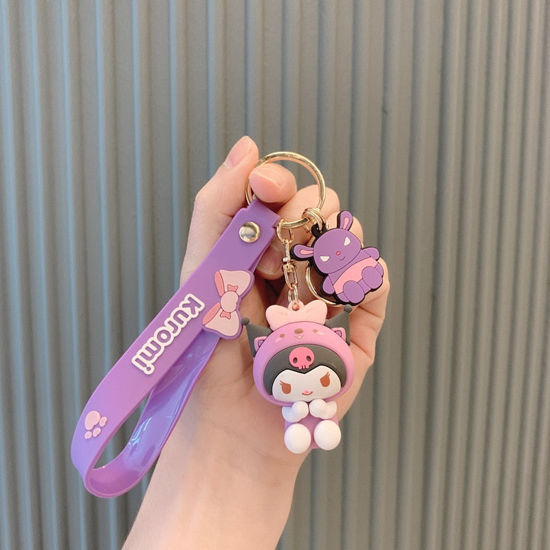 Kawaii Hello Kitty Keychain Sanrio Anime Cartoon Melody Kuromi Cinnamoroll Toys Cute Pendant Dolls Car Key Ring Girl&Child Gifts