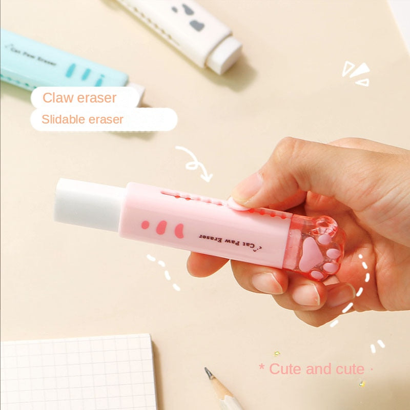 Kawaii Push-pull Design Cat Paw Portable Rubber Eraser Cute Erasers for Kids School Office Supplies Gift Stationery Prizes